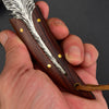 Personalized Damascus Feather Outdoor Knife