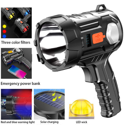 LED strong light handheld flashlight solar searchlight