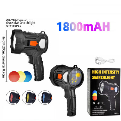 LED strong light handheld flashlight solar searchlight