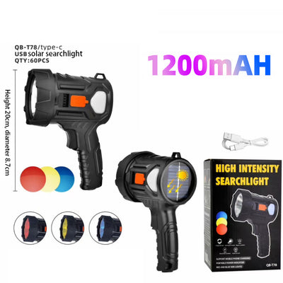 LED strong light handheld flashlight solar searchlight