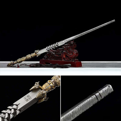 Handmade Special Weapon Wild Lion Dragon Scale Mace Sword Breaker