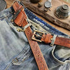 Cowhide belt (pure copper) Damascus folding knife