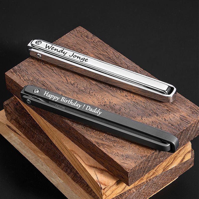 Personalized custom folding engraving knife