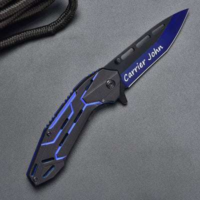 Customed Blue Devil Pattern Folding Knife