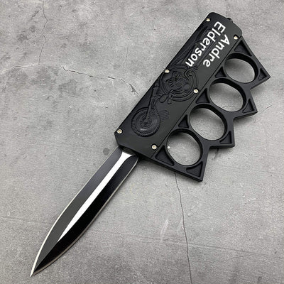 Customizable brass knuckle set knife