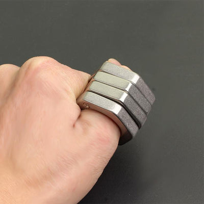 Hexagonal stonewashed stainless steel folding knuckles