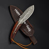 Personalized Damascus Feather Outdoor Knife