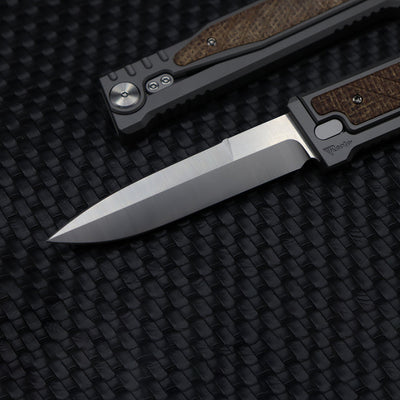 Reate EXO Exoskeleton Design Brown Micarta Double Edge