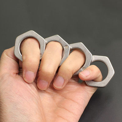 Hexagonal stonewashed stainless steel folding knuckles