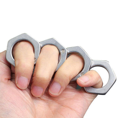 Hexagonal stonewashed stainless steel folding knuckles