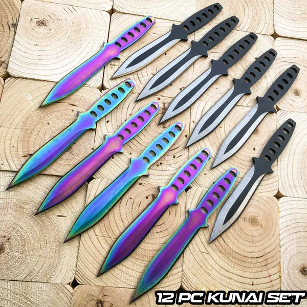 12 PC Full Tang Tactical Ninja Throwing Knives Set