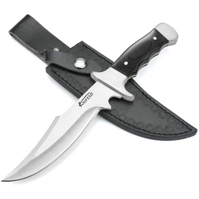 Sheathed fixed hunting knife