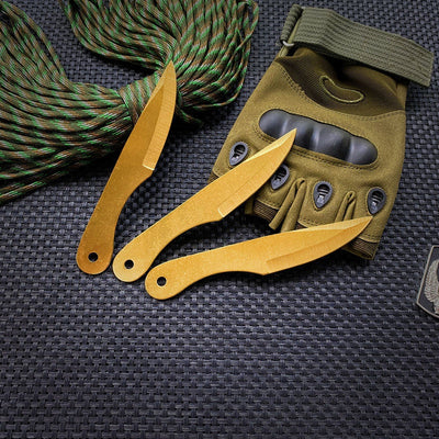 6 PCS 6″ TACTICAL HUNTING GOLD BLADE THROWING KNIFE SET W SHEATH