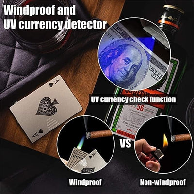 Jet Torch Lighter Windproof Playing Cards Cool Design