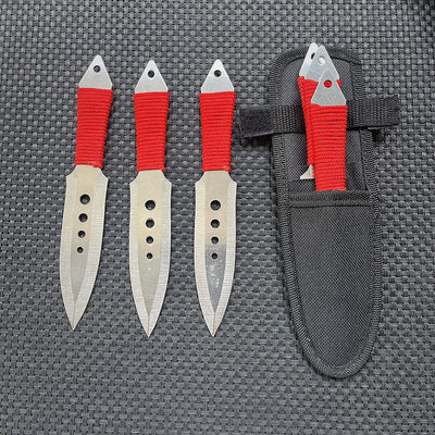 6PCS TACTICAL KNIVES COMBAT THROWING KNIFE SET W/ SHEATH RED BLADE