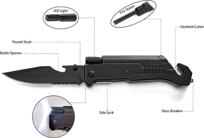 Custom Engraved Folding Knife with Wood Box for Husband Dad