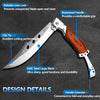 Personalized folding mahogany handle survival knife