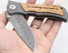 Engraved Outdoor Tactical Pocket Folding Knife Wooden Handle