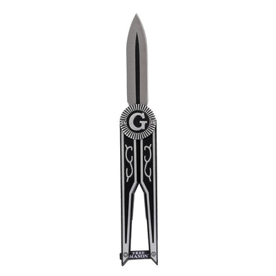 Folding pocket knife 5.75 inches opens to form compass/square masonic symbol