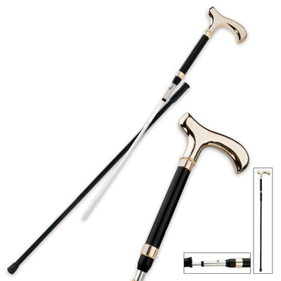 BLACK AND GOLD GENT SWORD CANE