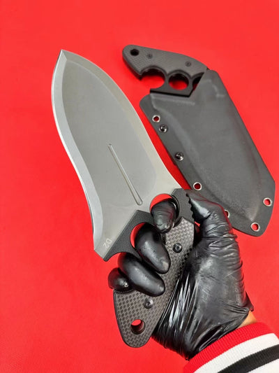 Push dagger type heavy straight knife