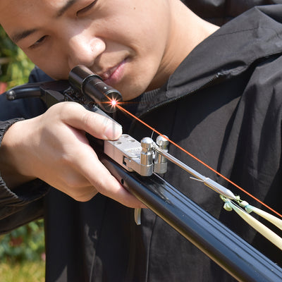 Slingshot fishing with reel