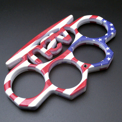 Flag Pattern Metal Knuckle Duster Outdoor Defense