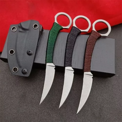 New D2 Steel Blade Rope Handle Survival Hunting Tactics Karambit Claw Knife C05