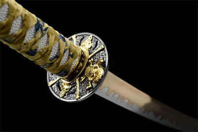 Handmade spring steel full tang katana gold pattern