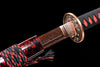 Damascus steel full tang katana red pattern