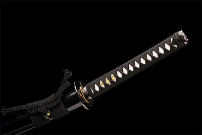 608 Damascus Steel Katana Black Gold Scabbard