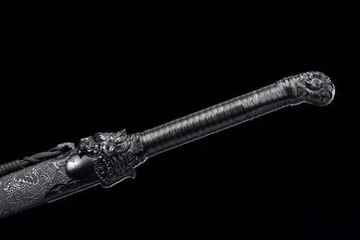 Handmade Manganese Steel Chinese Sword With Black Sheath