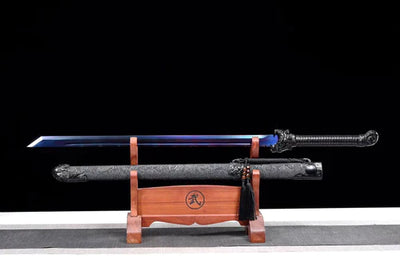 Handmade Manganese Steel Chinese Sword With Black Sheath