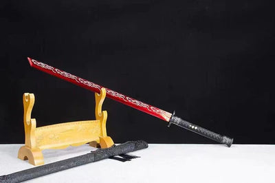 Handmade Carbon Steel Chinese Sword With Black Sheath