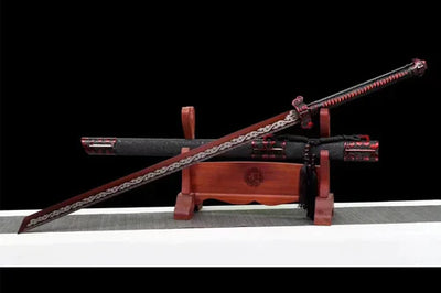 Handmade Manganese Steel Chinese Sword With Black Sheath