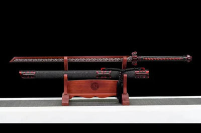 Handmade Manganese Steel Chinese Sword With Black Sheath