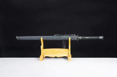 Handmade Carbon Steel Chinese Sword With Black Sheath