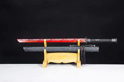 Handmade Carbon Steel Chinese Sword With Black Sheath