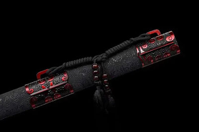 Handmade Manganese Steel Chinese Sword With Black Sheath